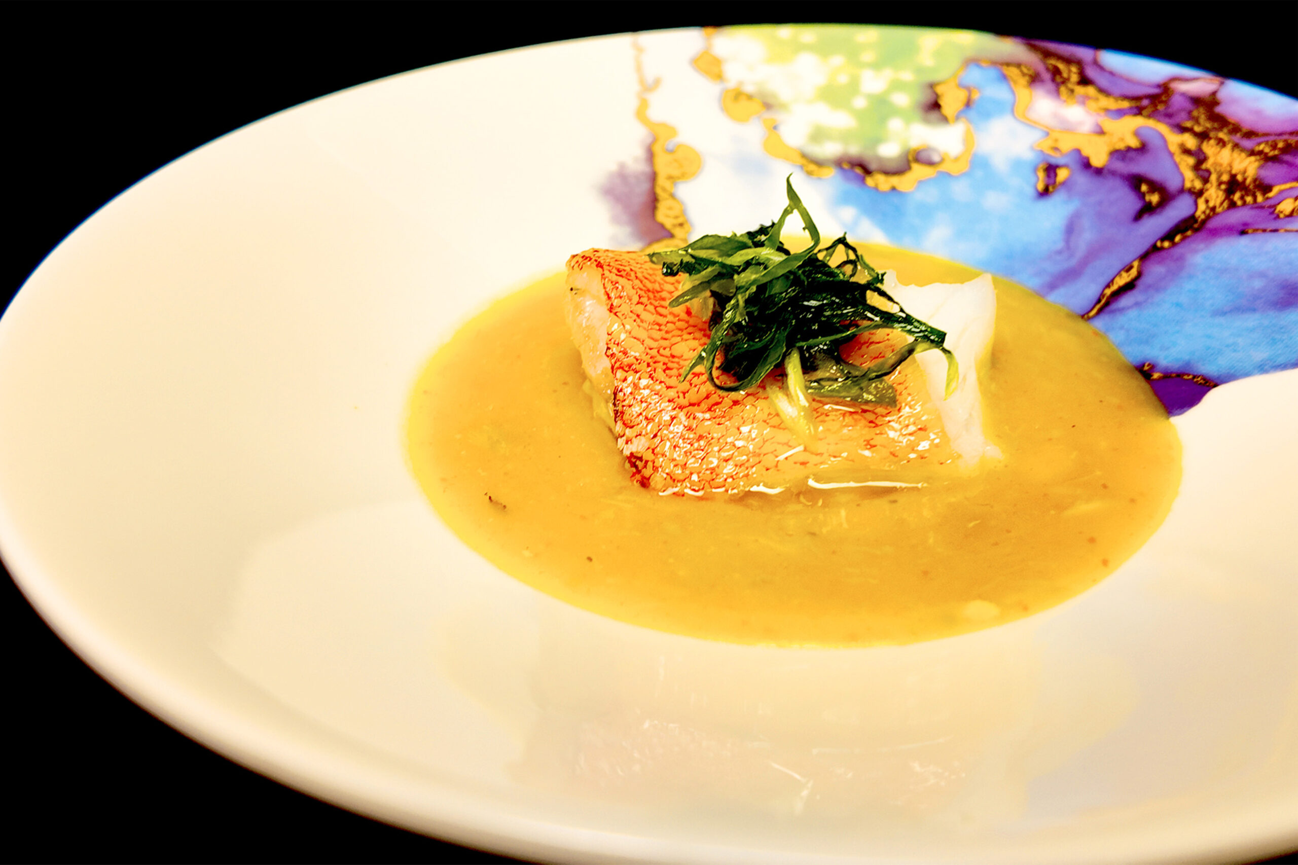 鮮魚の蒸し物上海蟹ソース2